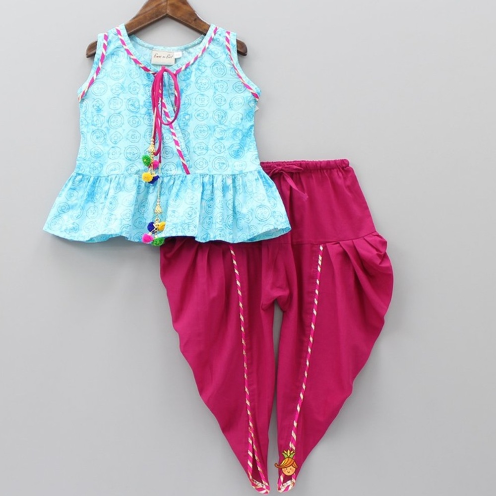 Little girls Jaipur peplum top and dhoti pant